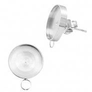 Polaris Steel earrings (with horizontal loop) setting for cabochon 7mm/Swarovski SS34 Silver