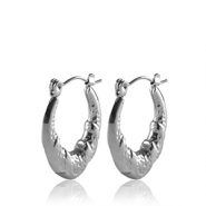 Stainless steel earrings creole oval Silver