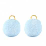 Pompom charms with loop 10mm Gold-Carolina Blue