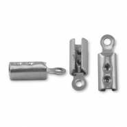 Stainless Steel findings fold over cords ends Silver