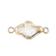 Freshwater pearls connector cross Gold-Natural White