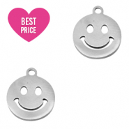 Stainless steel charms smiley Silver