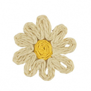 Raffia pendants flower 50mm Beige