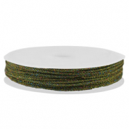Macramé bead cord braided 1mm Dark Green-Multicolour Metallic