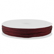 Macramé bead cord braided 1mm Bordeaux Metallic