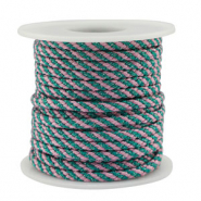 Trendy cord braided 3.5mm Blue-Pink-Silver