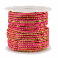 Trendy cord braided 2.3mm Neon Pink-Gold