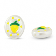 Acrylic beads oval with lemon Pearl-Yellow-Green