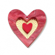 Statement charms heart Berry Wine Red-Gold