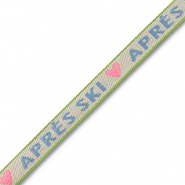 Ribbon text "Après ski" Off white-Blue-Light Pink-Green