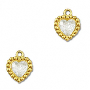 Stainless steel charms zirconia heart Gold-Transparent