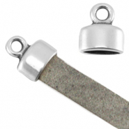 DQ European metal end cap with loop Antique Silver (nickel free)