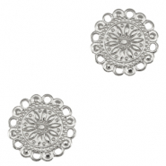 DQ European metal charms connector flower Antique Silver (nickel free)