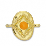 DQ European metal charms connector oval Gold-Orange (nickel free)