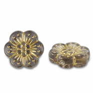 Acrylic beads flower Grey-Gold