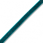 Velvet ribbon Teal Blue-Silver Glitter