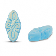 Czech Beads arabesque 19x9mm Light Blue-Frosted