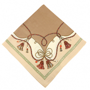 Scarf with cords Light Brown-Brown-Red