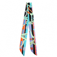 Bandana scarf with vibrant print Multicolour-Mint Green-Orange