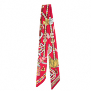 Bandana scarf with heart/leather straps Red-Brown-Light Grey