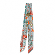 Bandana scarf with heart/leather straps Grey-Teal Green-Light Red