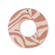 Polymer pendants round Light Peach Pink-Light Brown