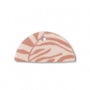 Polymer pendants semicircle Light Peach Pink-Light Brown