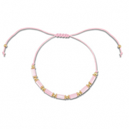 Trendy Anklets / Ankle bracelets mixed beads Light Pink-Gold