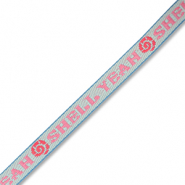 BY31® Ribbon text "Shell yeah" Light Blue-Pink-Coral Red-Blue