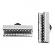 Stainless steel findings ribbon ends 16mm Silver
