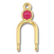 DQ European metal charms connector Gold (Nickelfree)-Magenta