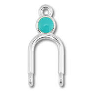 DQ European metal charms connector Antique Silver (Nickelfree)-Turquoise Blue