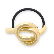 Hair accessories hair tie with metal knot Gold-Black
