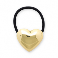 Hair accessories hair tie with metal heart Gold-Black