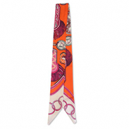 Bandana scarf with pattern Orange-Magenta-Beige
