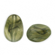 Acrylic beads egg-shaped Olive Green