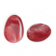 Acrylic beads egg-shaped Red-White