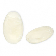 Acrylic beads oblong oval Off White-White