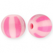 12 mm acrylic beads with stripes Light Pink-Pink