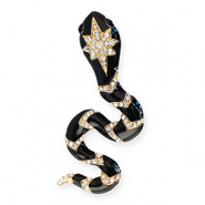 Statement brooches with loop snake Gold-Black-Transparent