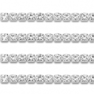 Stainless steel rhinestone chain 4mm Silver-Crystal