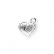 Stainless steel charms heart with silhouette Silver