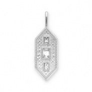 Stainless steel charms hexagon Silver-Transparent