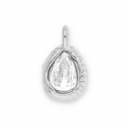 Stainless steel charms drop with facet Silver-Transparent