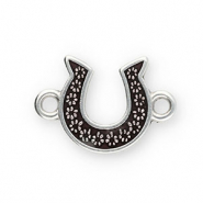 DQ European metal charms connector horseshoe Antique Silver-Dopper Brown (Nickelfree)