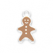DQ European metal charms gingerbread man Antique Silver-Brown (Nickelfree)