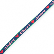 BY31® Ribbon tekst "Chéri" Dark Blue-Light Pink-Red-Green