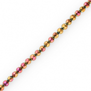 Round hematite beads round 6mm faceted cut Pink-Yellow-AB Coating