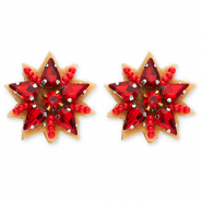 Trendy earrings / earpin star Red-Silver-Brown