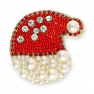 Brooches santa Red-White-Gold-Transparent
